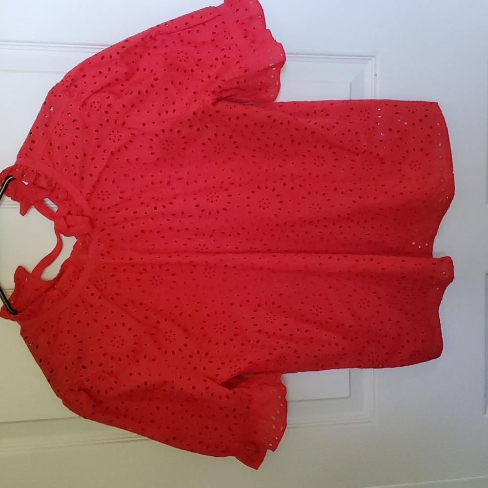 Madewell Red Eyelet Medium Blouse